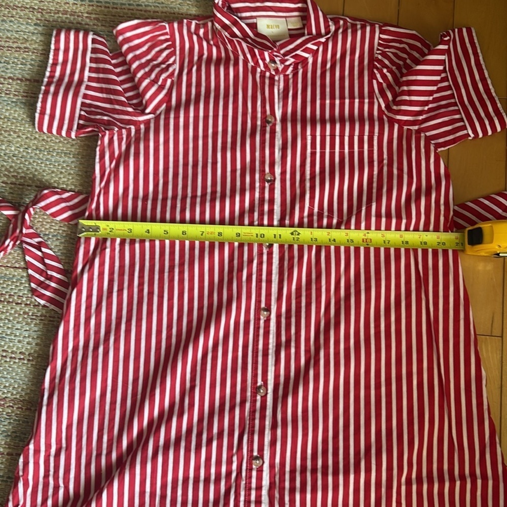 MAEVE “Kiana” red and white striped tie waist button down dress - Picture 8 of 9